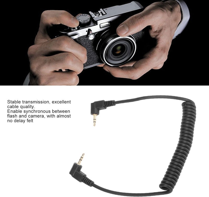 Sanpyl 2.5mm F2 Remote Control Shutter Release Cable Cord, Flash Sync Cable 2.5mm Male to Male Coiled Cord, for GFX X Series Camera 1m - Image 2